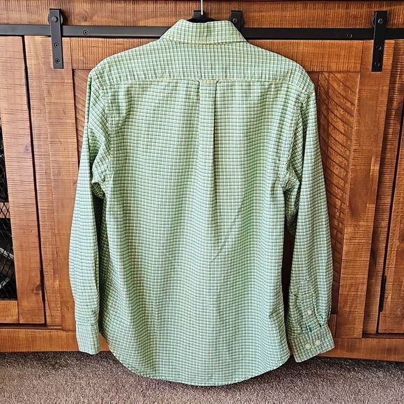 Izod Men's Light Green Plaid 100% Cotton Long Sleeve Button Down Size S - Picture 4 of 10
